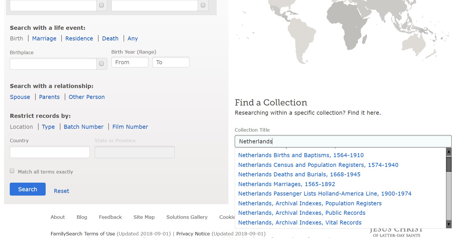 Familysearch records for Dutch genealogy research